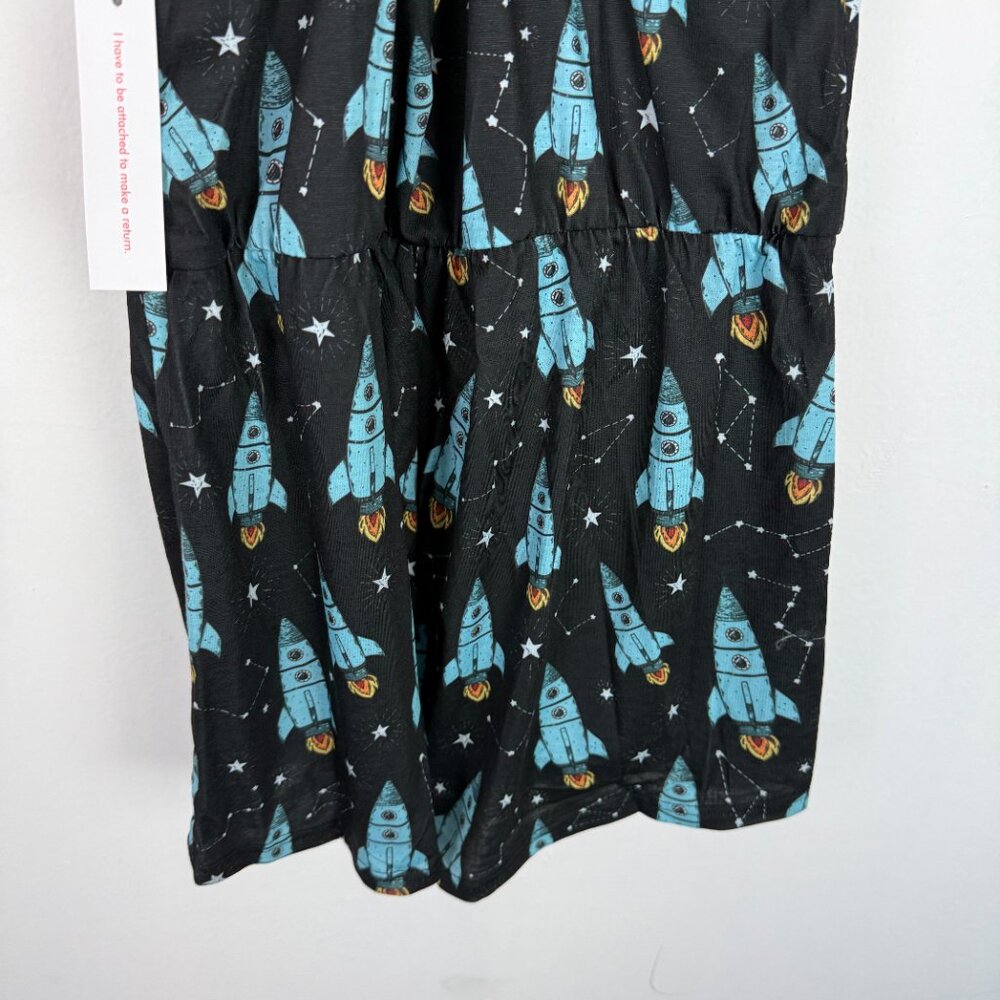 NWT Modcloth Breakfast for Dinner Easy Does It Sleep Romper Rockets Size Medium - Picture 9 of 12